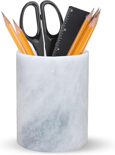 Natuurlijke Marmeren Bureau Organizer - Pennen- en Potloodhouder - Elegant en Duurzaam Bureau Accessoire - 7cm x 10cm