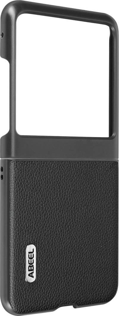 ABEEL, Hoes Geschikt voor Motorola Razr 40 Ultra Leder met nerfeffect, Zwart