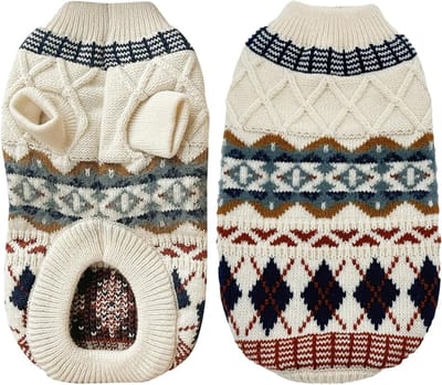 Knitted sweater voor kleine honden, warme winterkleding in etnische stijl, zacht en comfortabel hondenoutfit