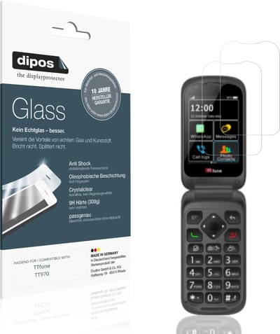 dipos – 2x Pantserfolie geschikt voor TTfone TT970 | 9H Screenprotector