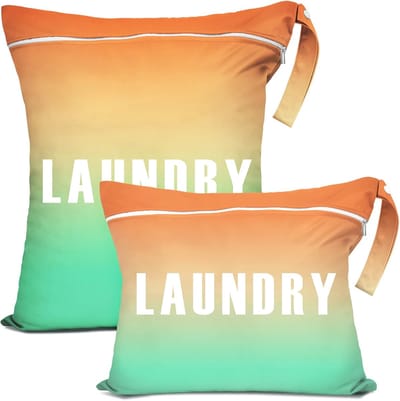 Set Reiszakken - Waszakken Nat Droog - Reizen Organiseren - Waterdicht Polyester - 545 x 45 cm - Kleurverloop Oranje Groen
