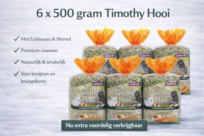 ESVE Timothy Hay Kruidenhooi - Ruwvoer - Echinacea & Wortel - 6 x 500 gr. konijnenvoer.