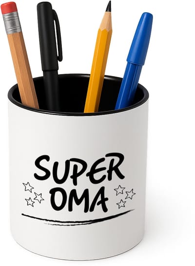 Hacebo® - Super oma Pennenbakje - Oma - een oma - pennenhouder - verjaardagscadeau - cadeau voor oma - gift - kado - Pennenbakje zwart