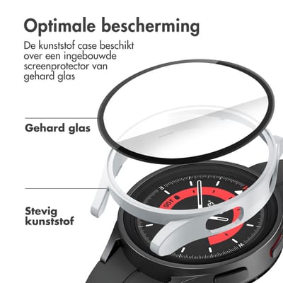 Screen protector - Geschikt voor Samsung Galaxy Watch 4 - 40 mm - Full Cover Hard Case / Beschermend Hoesje - Zilver