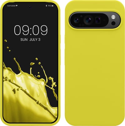 kwmobile telefoonhoesje geschikt voor Google Pixel 9 Pro XL - Hoesje met siliconen coating - Smartphone case in citroengeel
