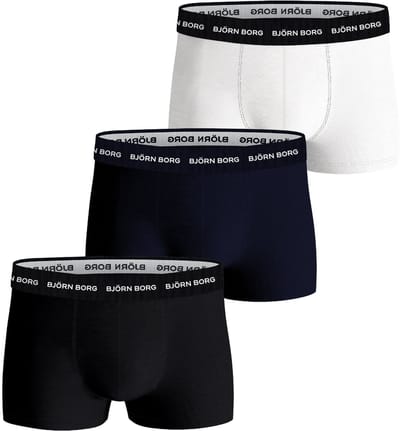 Björn Borg Cotton Stretch trunks - heren boxers korte pijp (3-pack) - wit - navy blauw - zwart