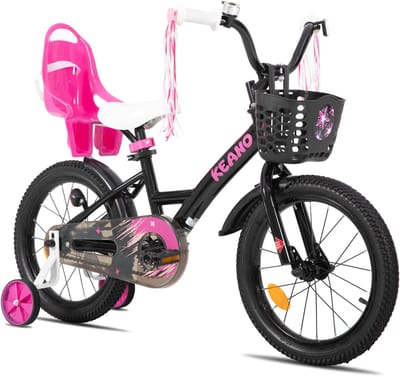 Joystar Zinnia Kinderfiets – 14 Inch – Met Mandje & Slingers – Zijwieltjes – Bel – Terugtraprem – Zwart - Geschikt voor buitenactiviteiten in de lente