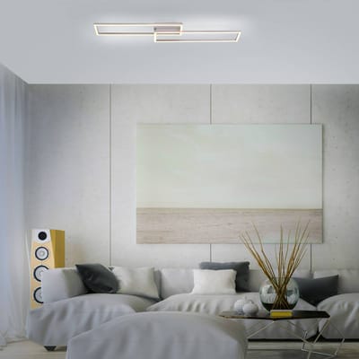 Plafondlamp Woonkamerlamp Designlamp LED plafondlamp, dimbaar 3 niveaus, beweegbare elementen, zilver, 2x 15.1W 1900lm 3000K, LxBxH 92.4x22x7cm