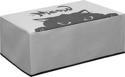 kwmobile hoes geschikt voor HP DeskJet 2755e / DeskJet 2720e / 2710e / 2820e / 2721e - Beschermhoes voor printer - Cover in grijs / zwart - Kat Meow design