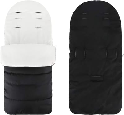 Voetenzak voor kinderwagen, universele voetenzak voor babyzitje, kinderwagen, buggy, zacht en waterdicht, kinderwagen, slaapzak, geschikt voor herfst, winter, 0-3 jaar oud, Zwart Basic