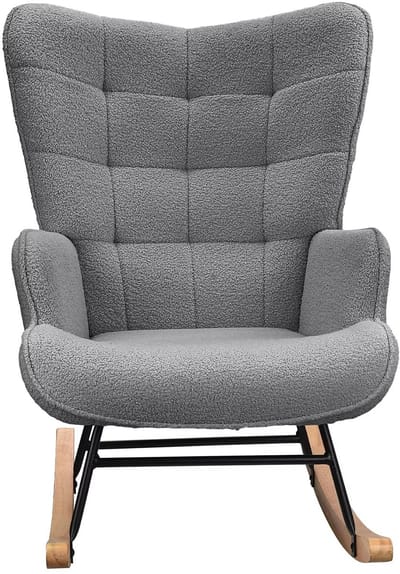 HHHK – Schommelstoel - Donker Grijs - Schommelstoel Babykamer - Schommelstoel Woonkamer - Relaxstoel - Fauteuil - Voedingsstoel