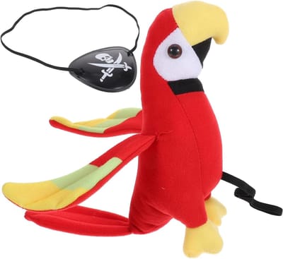 Piratenpapegaai Schouderaccessoire Set met Pluche Papegaai en Ooglapje voor Halloween Kostuum en Verkleedfeest voor Kinderen en Volwassenen