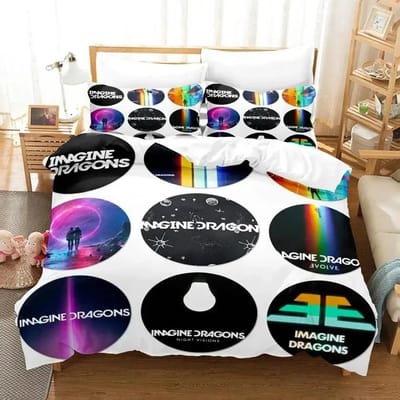 Impression 3D Imagine Dragons Housse de Couette Ensemble de Literie Housse de Couette Ensemble de Lit Housse de Couette Taie d'Oreiller Couette Taille King Queen Garçons Adulte 70x133cm 2pcs