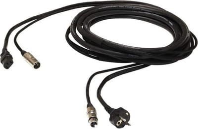 Professionele Audio/Stroomcombi-Kabel 6,3 mm XLRF Schuko 16 A 3x1,5mm2 XLRM EC3P 10m