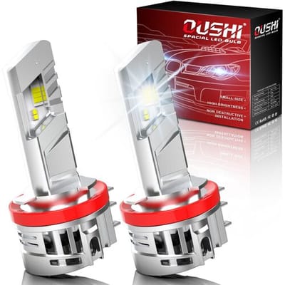 OUSHI H15-ledlamp voor grootlichtkoplamp en dagrijlicht, verbeterd 600% 6500 K xenonwit 1:1 miniformaat H15-ledlampen, 30000 lm aansluiten en