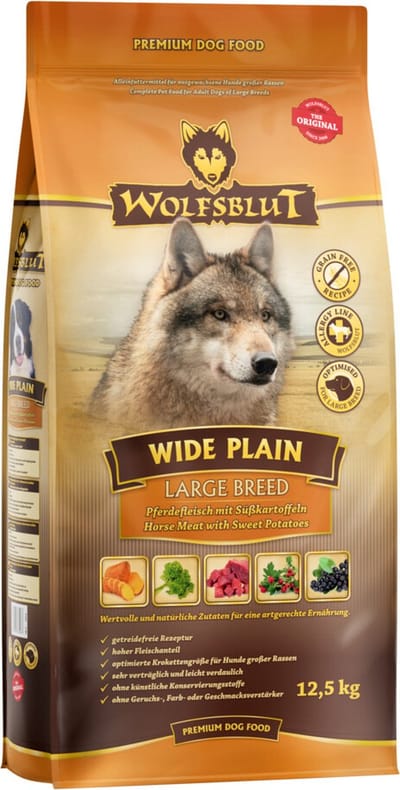 Wolfsblut Wide Plain Large Breed Horse with sweet potatoes - dry dog food - 12.5kg