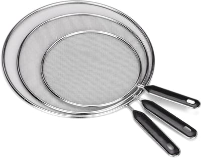 SnelShoppen - 3-delige Splash Guard Pannen - Roestvrijstalen Spatscherm Deksel met Handgreep 19cm 25cm 29cm - Veilig Koken in de Keuken - Olieproof de