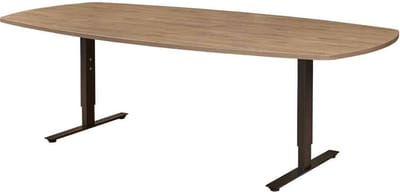 Vergadertafel Teez Deens Ovaal 240x120cm frame Aluminium (RAL9006) blad Havanna