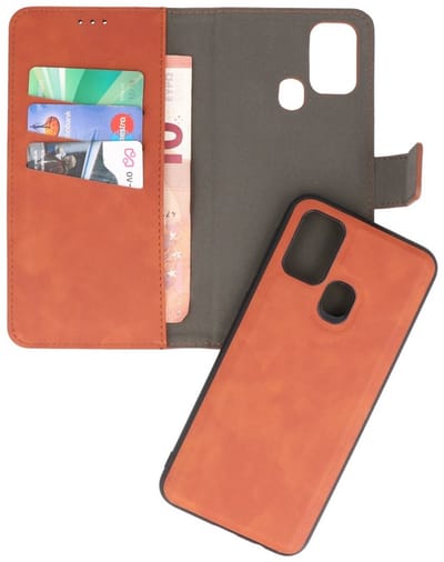 2 in 1 Book Case Telefoonhoesje - Hoesje Geschikt voor Samsung Galaxy A21s - Bruin