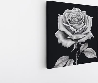 Saammp Canvas Schilderij - Monochroom Roos - Bloemen - Natuur - Abstract - 30x30 - Foto op canvas - Wanddecoratie - Muurdecoratie Woonkamer - Kantoor Decoratie
