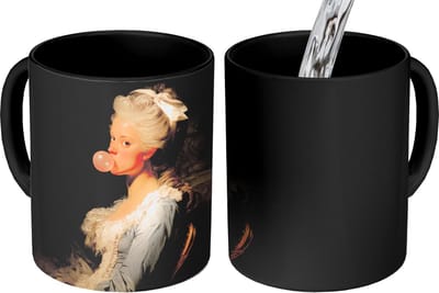 Magische Mok - Foto op Warmte Mokken - Koffiemok - Vrouw - Barokjurk - Kauwgom - Magic Mok - Beker - 350 ML - Theemok