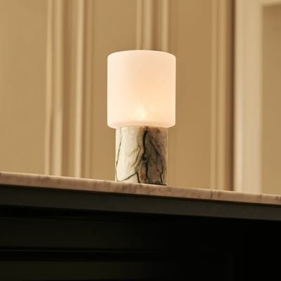Tavellio Cuyp Draadloze Tafellamp – H22 – Ice Green Marmer en Glas – Tot 100 uur