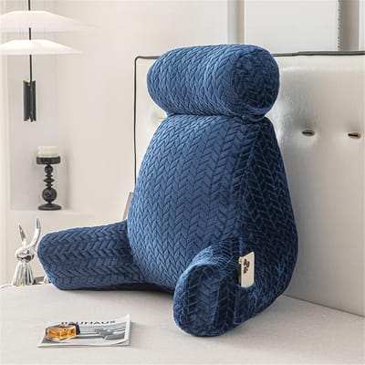 Hoofdbordkussen - Leeskussen bed - Comfortabel lezen - Afneembare nekrol - 65cm hoog - Tarwekleur