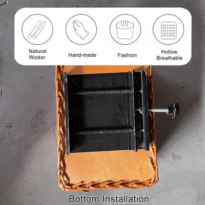Bike Pet Basket - Wicker Bicycle Basket Rear for Cats and Dogs - Bicycle Carrier with Mesh Cover - Rear Mounted Pet Basket