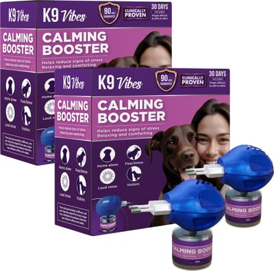 Calming booster Voordeel Pak 2 stuks - Feromonen verdamper voor honden - incl. navulling - Antistress hond - Bij verlatingsangst, agressie, overmatig blaffen, nervositeit