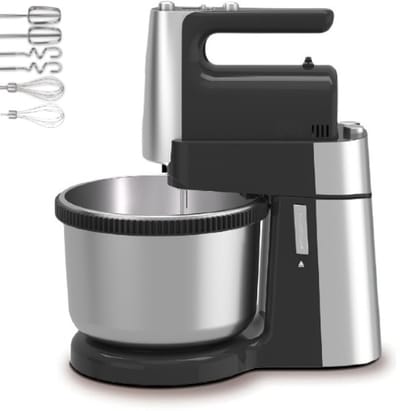 Royalty Line® HM19015 Handmixer met Mengkom - 3 Liter Keukenmachine - Incl. Kloppers/Deeghaken/Garde - 400W - Mixer Met Mengkom - 5 Snelheden & Turbo - Zwart