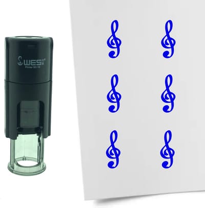 CombiCraft Stempel G-Sleutel 10mm rond - blauwe inkt