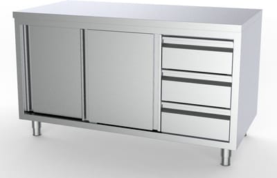 700 WERKTAFEL SCHUIFDEUREN LADEN RECHTS 1600 | 7333.0258 | COMBISTEEL