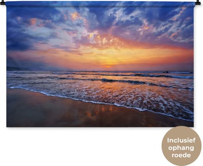 Wandkleed - Wanddoek - Zee - Zon - Kleuren - 120x80 cm - Wandtapijt
