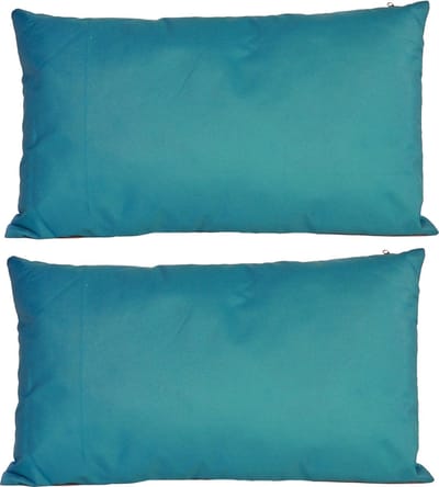 2x Bank/sier kussens voor binnen en buiten in de kleur petrol blauw 30 x 50 cm - Tuin/huis kussens