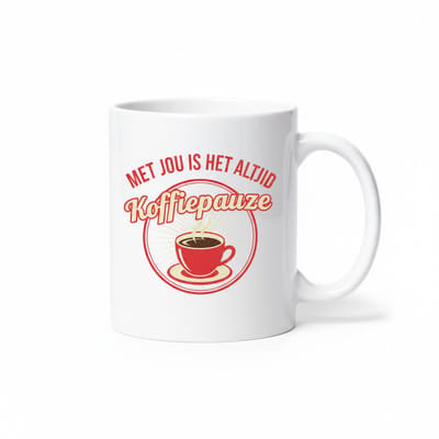 Met Jou Is Het Altijd Koffiepauze – Romantische Koffie Quote Koffiemok 330 ml