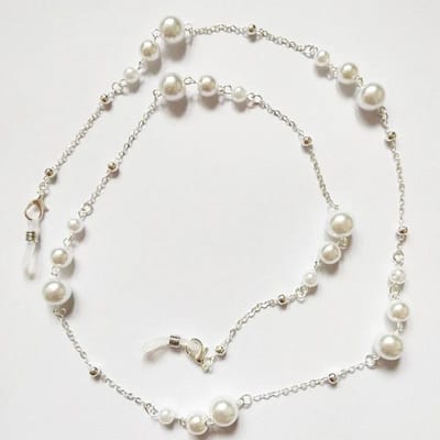 Parel Ketting Bril Ketting Bril Lanyard Houder Band met Siliconen Lusjes Dames Ketting Casual Buiten Accessoire white