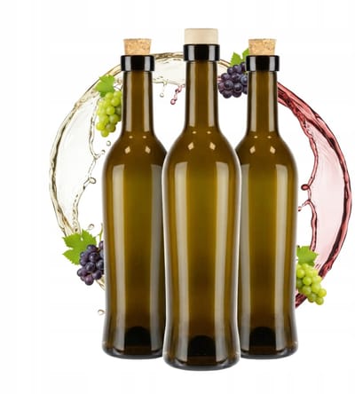 Bimberek TOSCANA Serie - Glazen Flessen - 500ml - Donkergroen Glas - Smal Ontwerp