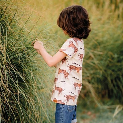 Walkiddy® Kinder T-Shirt – Jongens & Meisjes – Tigers serie – Maat 98 – GOTS-gecertificeerd Biologisch Katoen