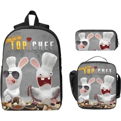 3 Stuks Invasion Rabbits merchandise Rugzak Set voor Jongen Meisje Pennen Etuis Boekentassen Sets met Lunchbox Voor School Leerlingen Rugzak gray