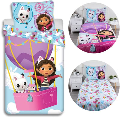Gabby's Dollhouse Katoenen dubbelzijdig kinderbeddengoed, voor meisjes, ritssluiting, 100% katoen, 140x200cm OEKO-TEX