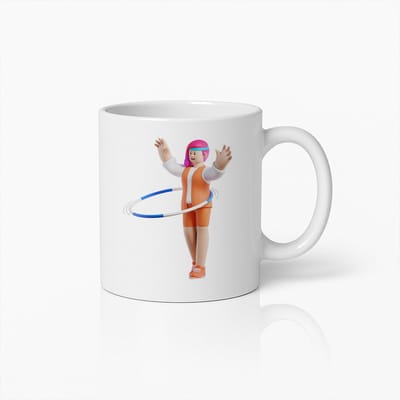 Fitness Plezier Mok – Energiek Vrouwelijk Met Hula Hoop Ontwerp Koffiebeker 330ml