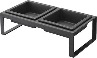 Set van verhoogde voerbakjes voor huisdieren - Modern en functioneel - Zwart