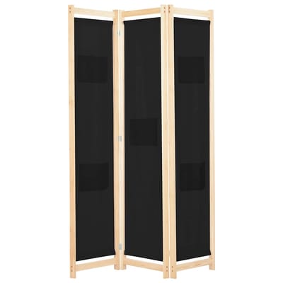 vidaXL - Kamerscherm - met - 3 - panelen - 120x170x4 - cm - stof - zwart