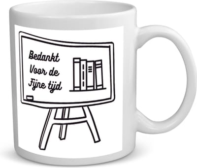 Bedankt voor de fijne tijd Mok met opdruk - Docent cadeau - Meester en juffen dag - cadeautjes - juffendag cadeau - cadeau juf - einde schooljaar - afscheid- 350 ML inhoud