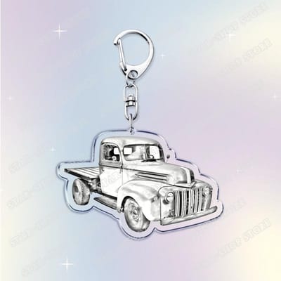 Porte-clés Camion Ancien Classique Vintage pour Accessoires Bijoux Rétro Porte-clés Voiture Vecteur Cadeaux pour Fans Amis white