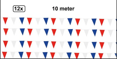 12x Vlaggenlijn rood/wit/blauw - EK voetbal oranje Nederland Holland thema feest