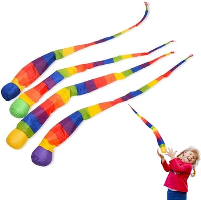 4x Regenboog Staartbal Vangspel - Zacht Binnen en Buiten Speelgoed voor Kinderen