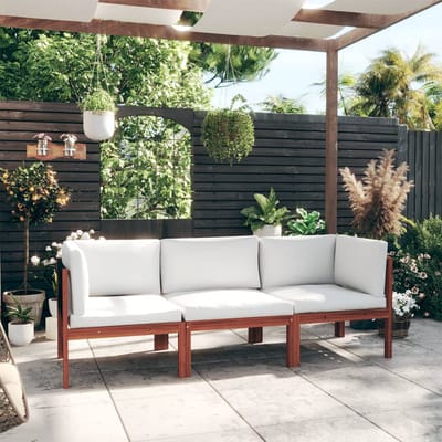 vidaXL - 3-zits - tuinbank - met - kussen - acaciahout - & - touw