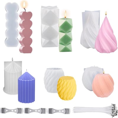 Silicone Kaarsvormen - Gietvormen Kaarsen - Creatief Knutselen - Set van 6 Unieke Vormen