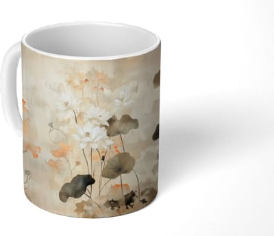Mok - Koffiemok - Bloemen - Japandi - Wabi sabi - Mokken - 350 ML - Beker - Koffiemokken - Theemok
